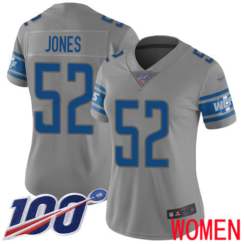 Detroit Lions Limited Gray Women Christian Jones Jersey NFL Football #52 100th Season Inverted Legend->women nfl jersey->Women Jersey